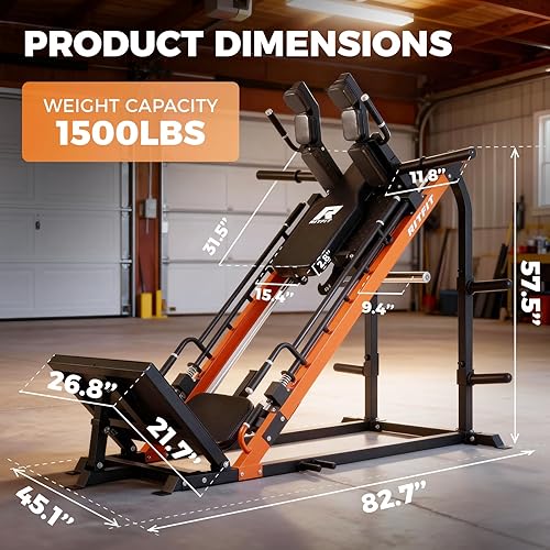 Miniatura 2 de RitFit Máquina de sentadillas 3 en 1 para gimnasio en casa, capacidad de 1500 libras, diseño compacto que ahorra espacio con múltiples ángulos de