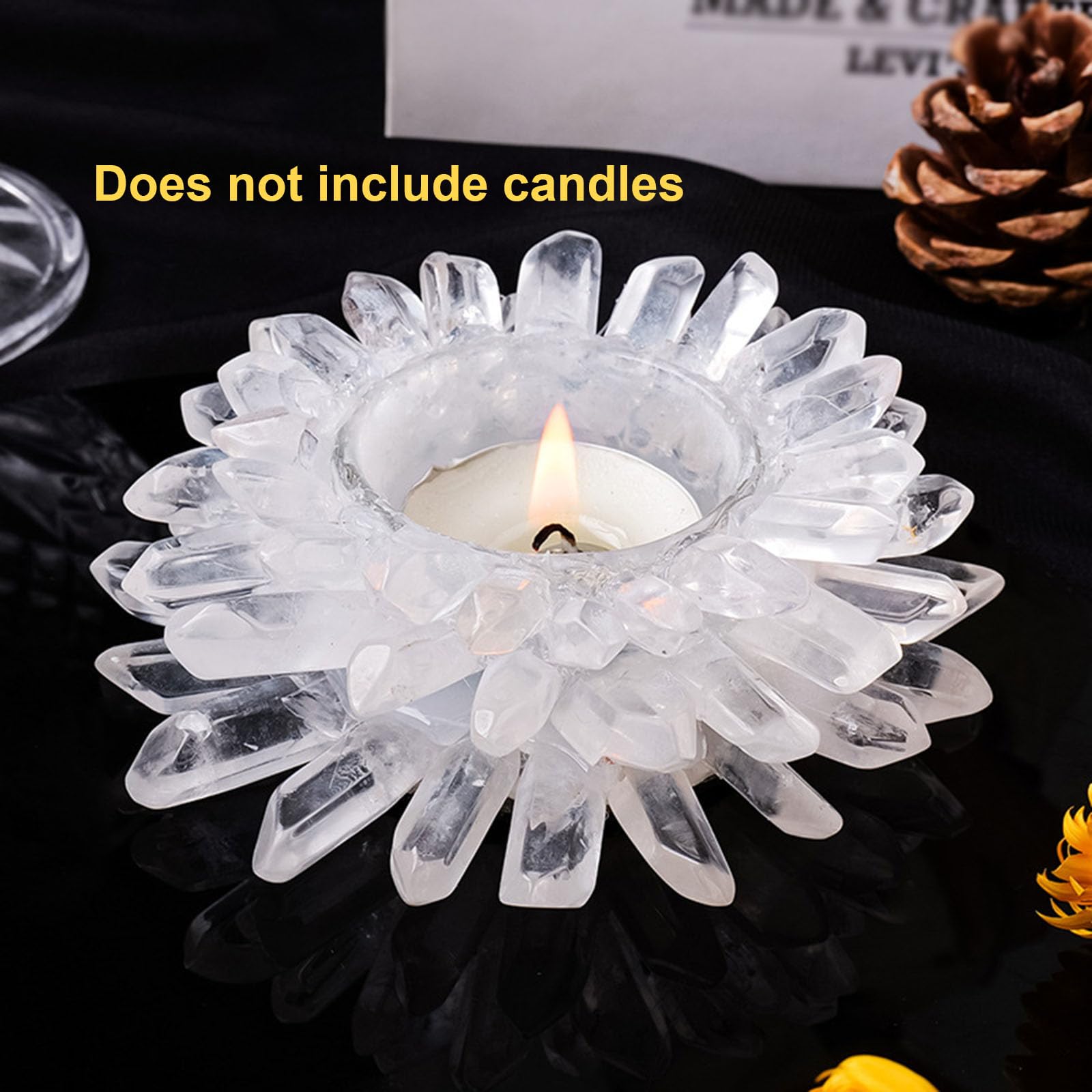 Naturalne kryształowe świeczniki, surowy kryształowy świecznik na tealight, kryształowy stojak na świece, leczniczy świecznik na tealight z kamieni szlachetnych, dekoracja domu
