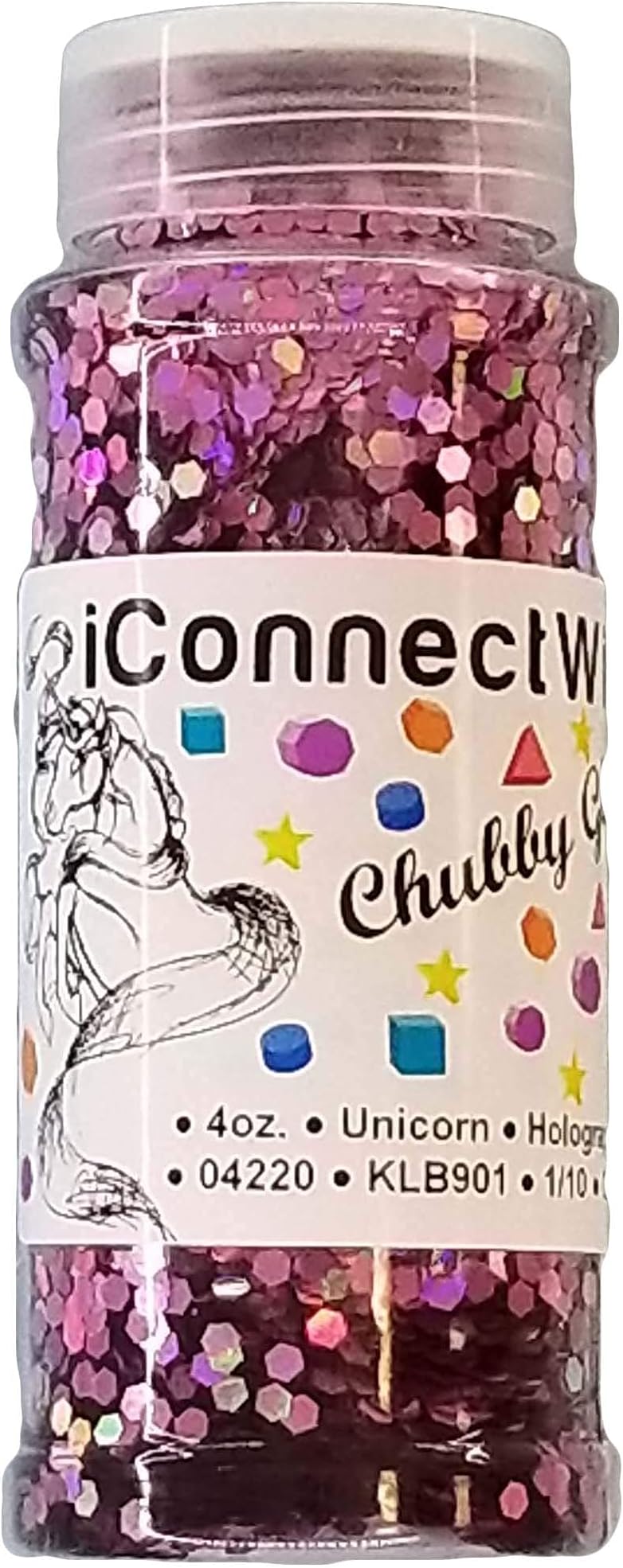 iConnectWith Glitter – Unicorn Purple, Chubby Holographic Glitter; Multi-use for Crafts, Decorations, Nail Art, Makeup, Tumblers, Resin Art, and DIY Projects