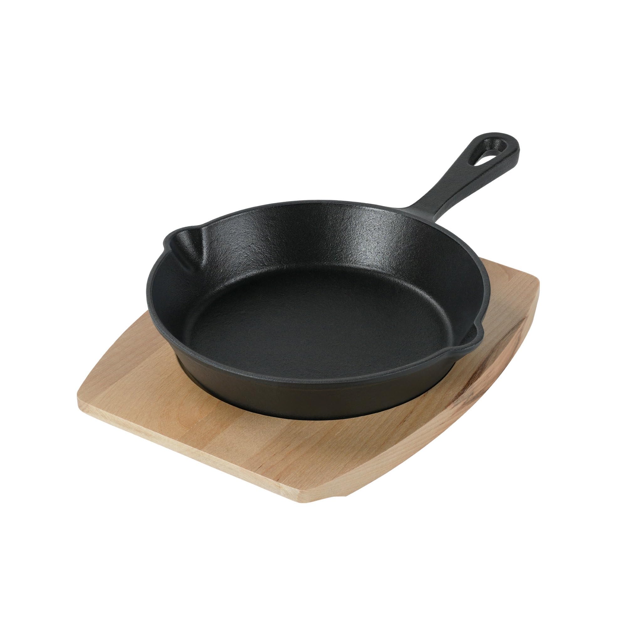 Emaillierte Gusseisenpfanne 20 cm, Handgeschmiedete Emaille Pfanne mit zwei Schüttkerben, Antihaft Pfanne geeignet für Backofen Induktion Holzbackofen Grill Feuerstelle, schwarz