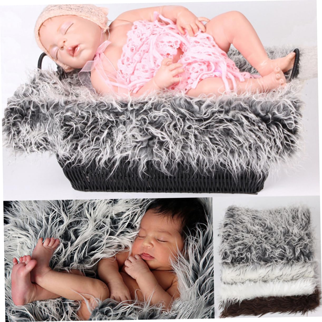 Yardwe 3 Pezzi Di Accessori Per La Fotografia Beige Per Neonati Morbidi E Soffici Con Etichetta Sfondo Fotografico Coperta Accessori Per La Fotografia Coperta Per La