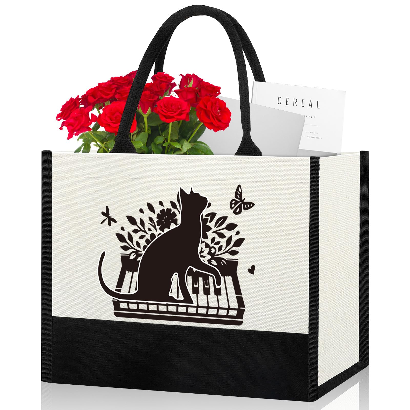 Cute Cats Gifts Canvas Bag for Women Birthday Christmas Gifts for Cat Mom Cats Lover Best Friend Sister Bestie Cats Accessories Cats Supplies Reusable Grocery Bag