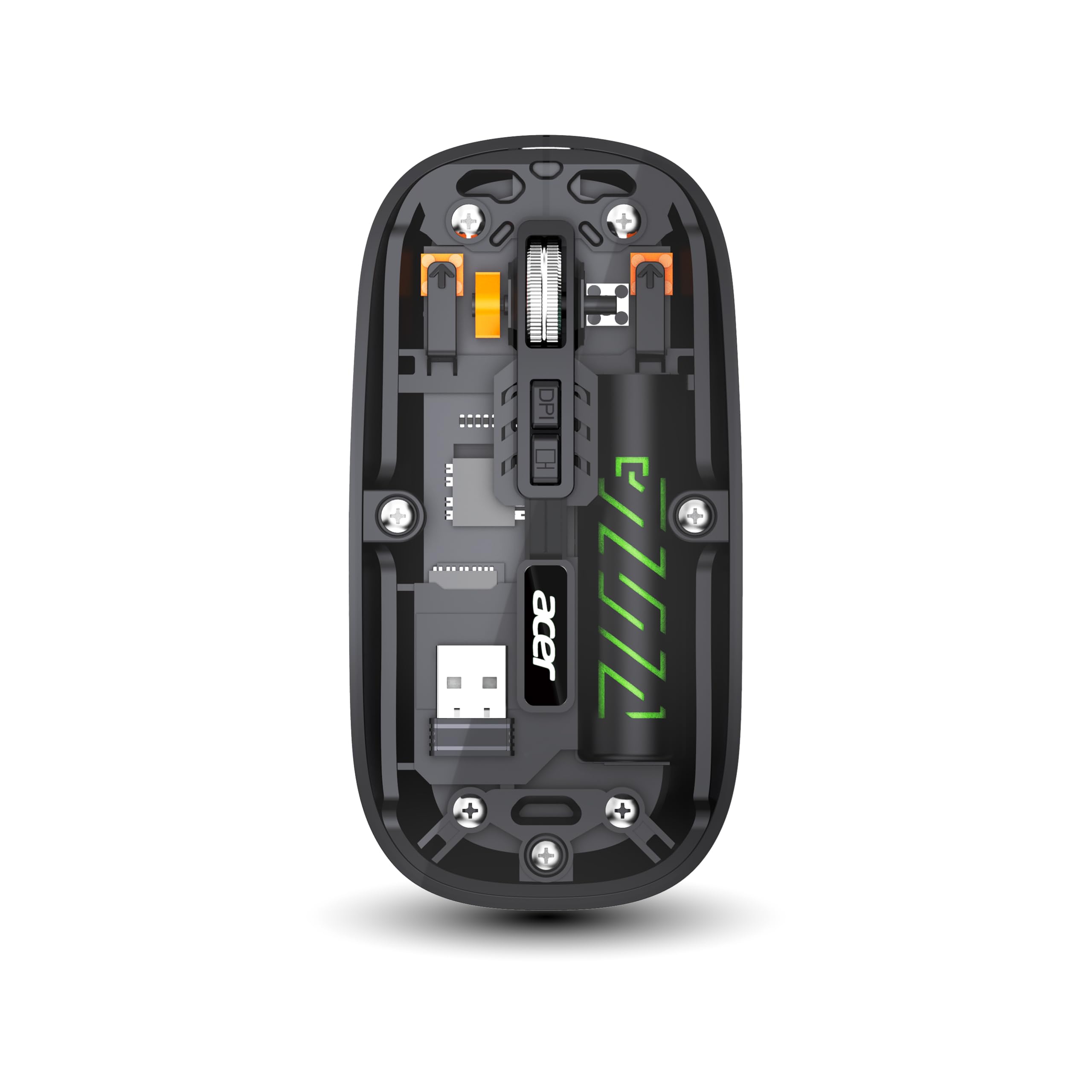 Acer Clearview Wireless Mouse, Dual Mode Bluetooth 5.2 & 2.4GHz, Rechargeable 500mAh Battery, RGB Lighting, 3200 DPI Adjustable, Silent Portable Mouse for Laptop, PC, Mac & Tablet, Black-picture-14