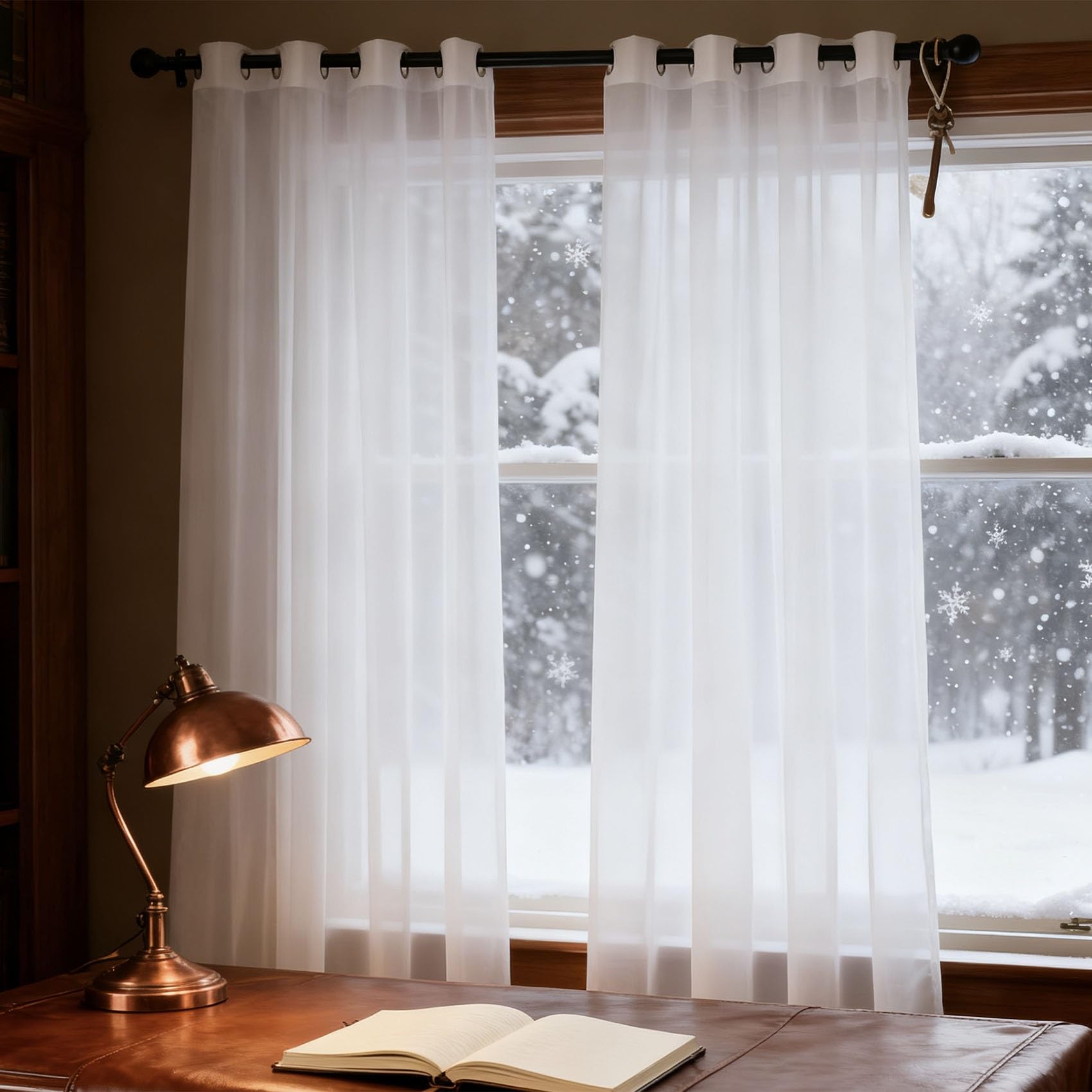 Rideau voile 246 x 62 cm blanc en tissu luxueux et doux pour une atmosphère sereine