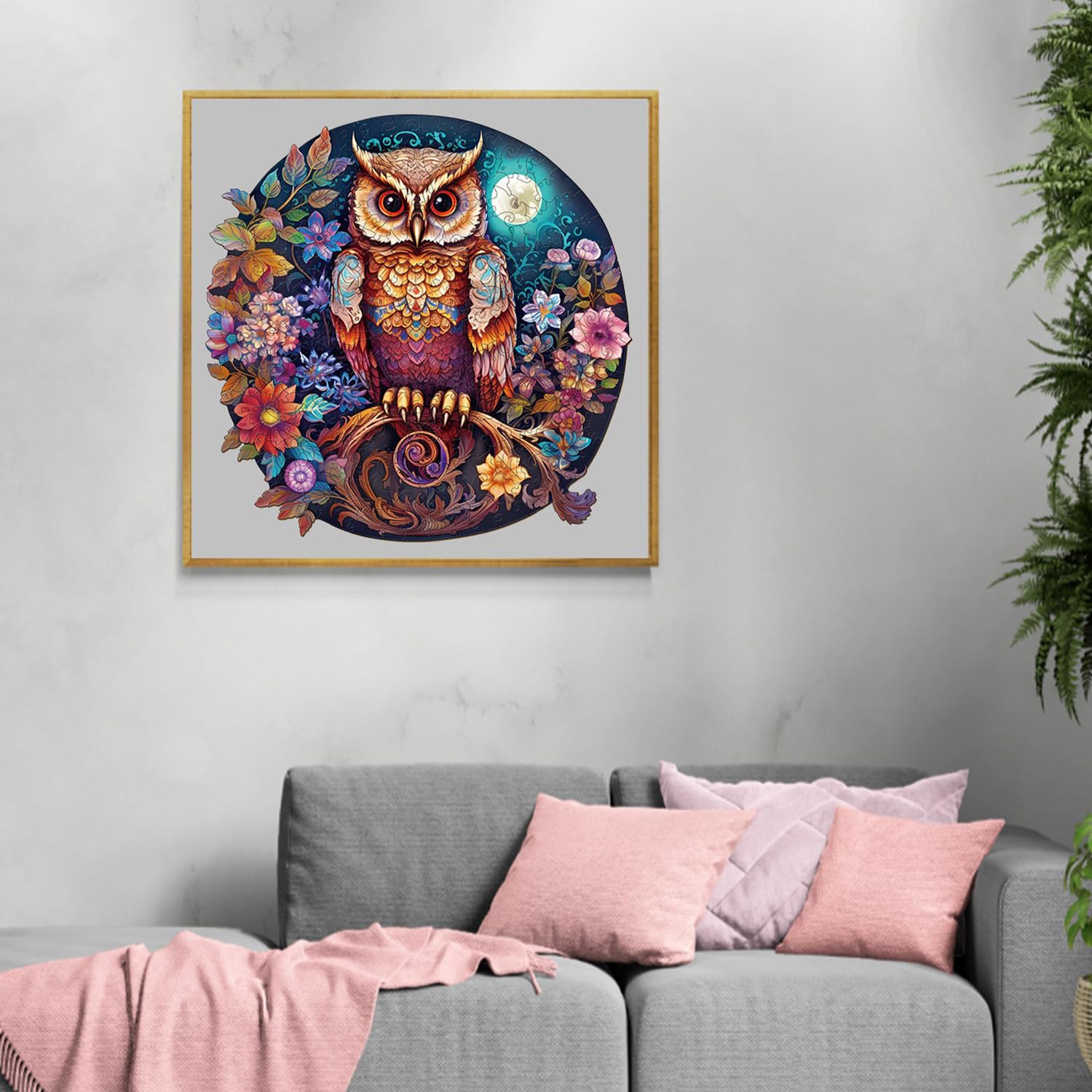 Jigfoxy Puzzle de madera para adultos, rompecabezas de búho para adultos, rompecabezas de madera para adultos y niños, juguete educativo único en forma de animal para amigos de la familia XL