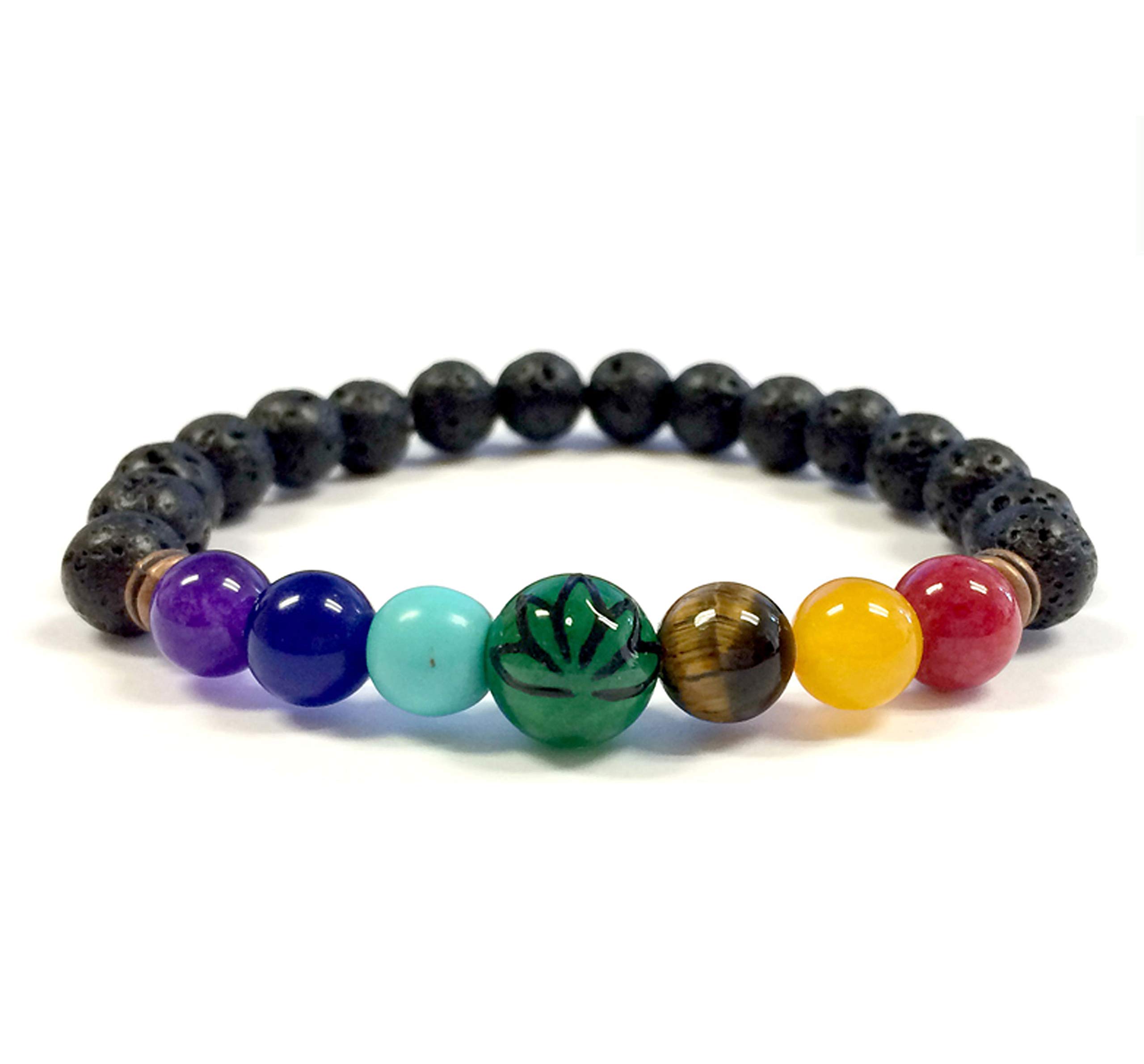 fiona Chakra Bracelet Healing, Chakras Necklace Lotus Yoga, 7 Chakra Jewelry For Women, Lava Beads Real Stones, Gift For Her 1 pc