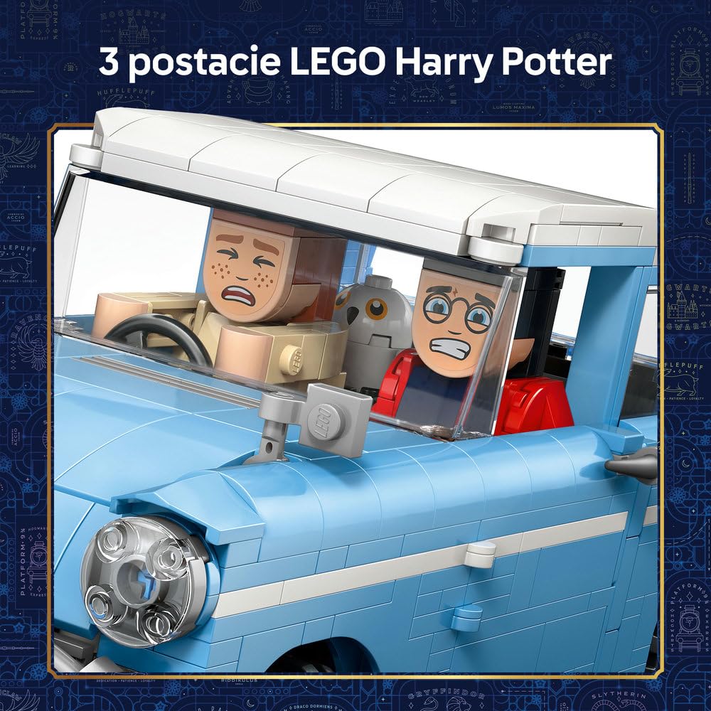 LEGO Harry Potter Zaczarowany latający Ford Anglia 76470 | Kolekcjonerski model samochodu, zestaw konstrukcyjny, prezent dla fana Harry’ego Pottera 14+, dla nastolatków, 868 elementów