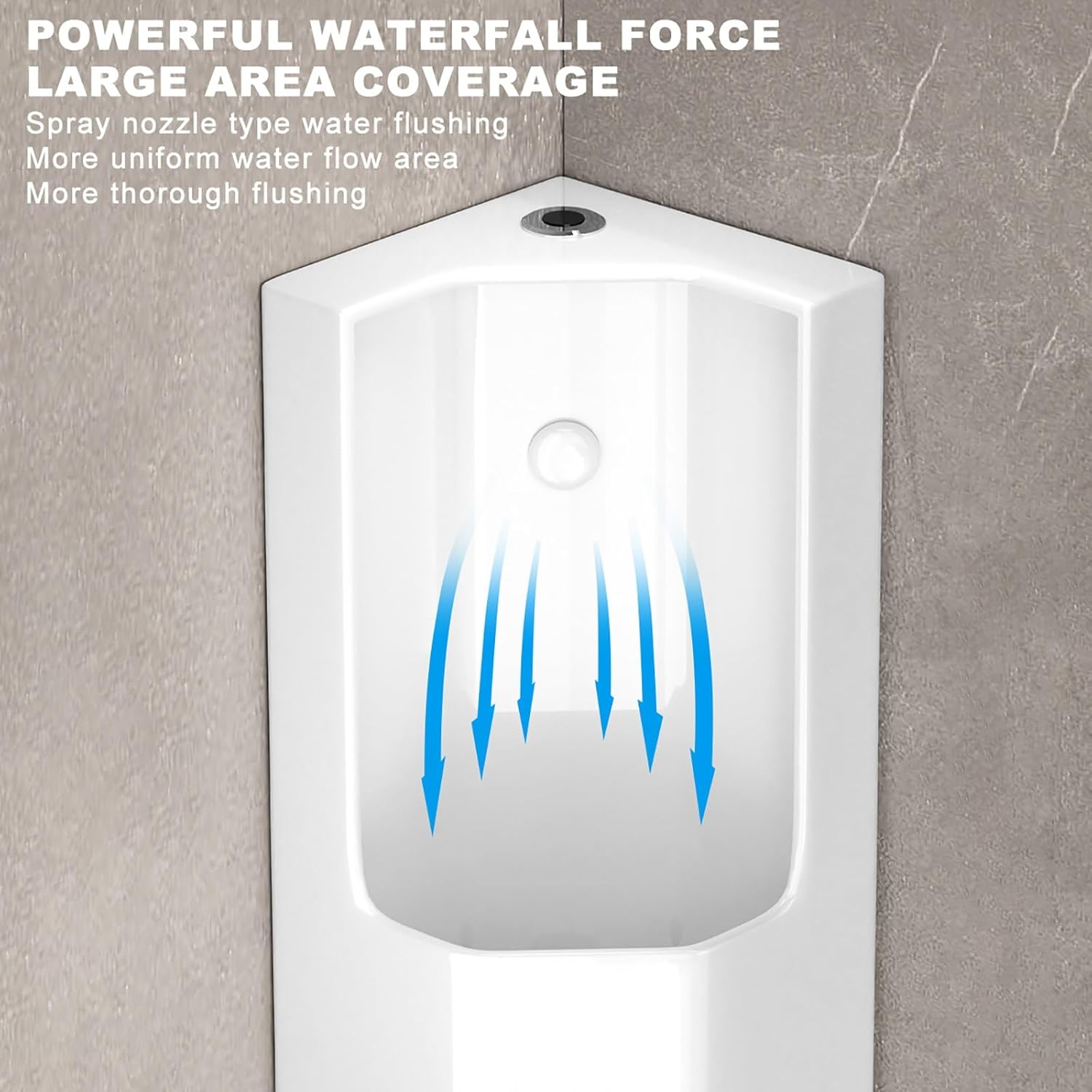 Wall-Mounted Ceramic Urinal,Corner Men's Adult Urinal,with Sensor Flush Valve,for Restrooms Bathrooms Hotels Shopping.(Black)