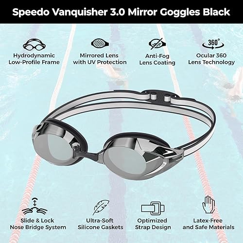 Miniatura 2 de Speedo Vanquisher 3.0 Mirror - Gafas de natación  Antivahogamiento, protección UV, lente ocular 360, ajuste hidrodinámico de carreras