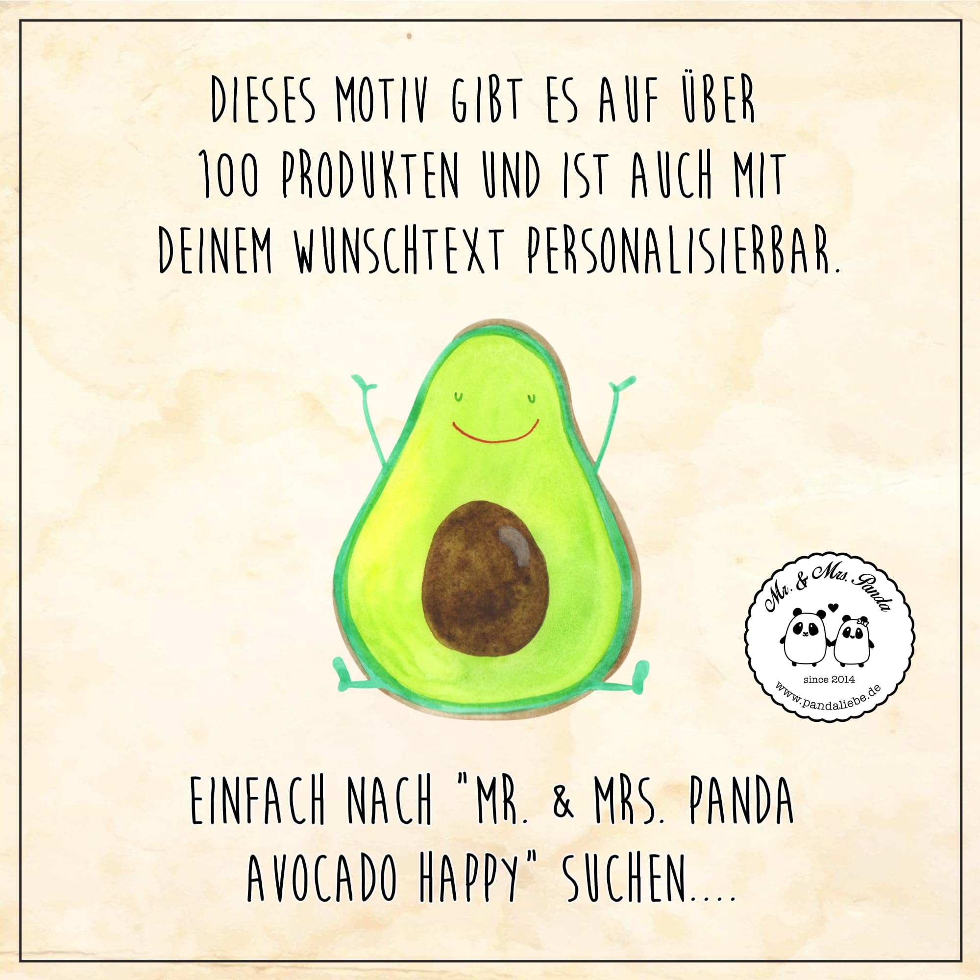 Mr. & Mrs. Panda Fussmatte personalisiert Avocado Glücklich 40 x 60 cm - Personalisierte Geschenke, Fußmatte mit Name, Chaos, Freude, Namen, personalisierbar