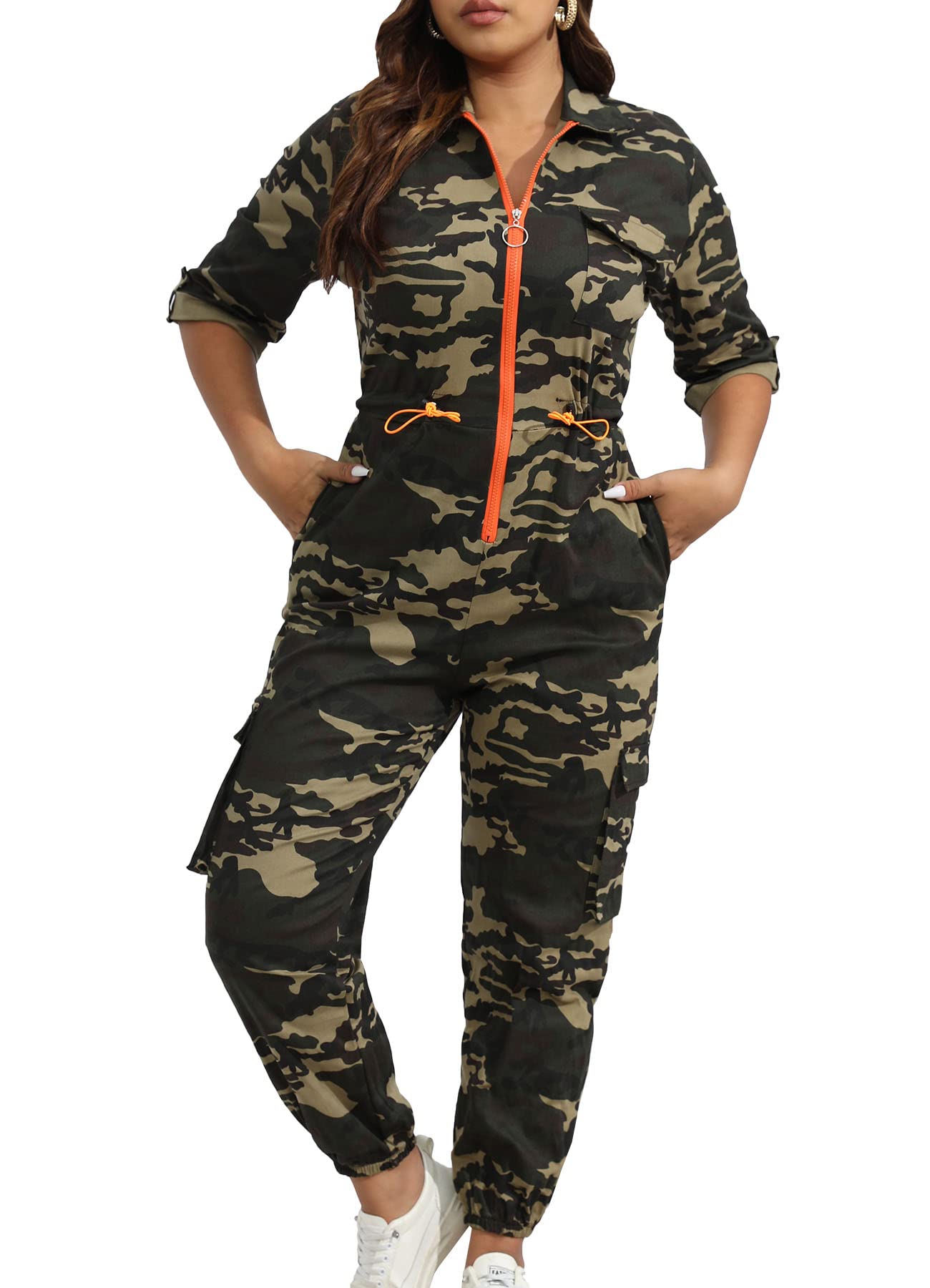 Camouflage jumpsuit zip ~~~ /XL