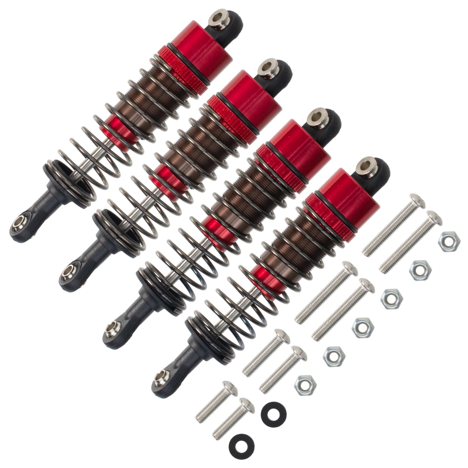 OCRACING Aluminum Oil Shock Absorber Damper Kit for Tamiya Fast Attack Vehicle Wild One Off-Roader RC Off-Road Car Upgrade Parts (Red)