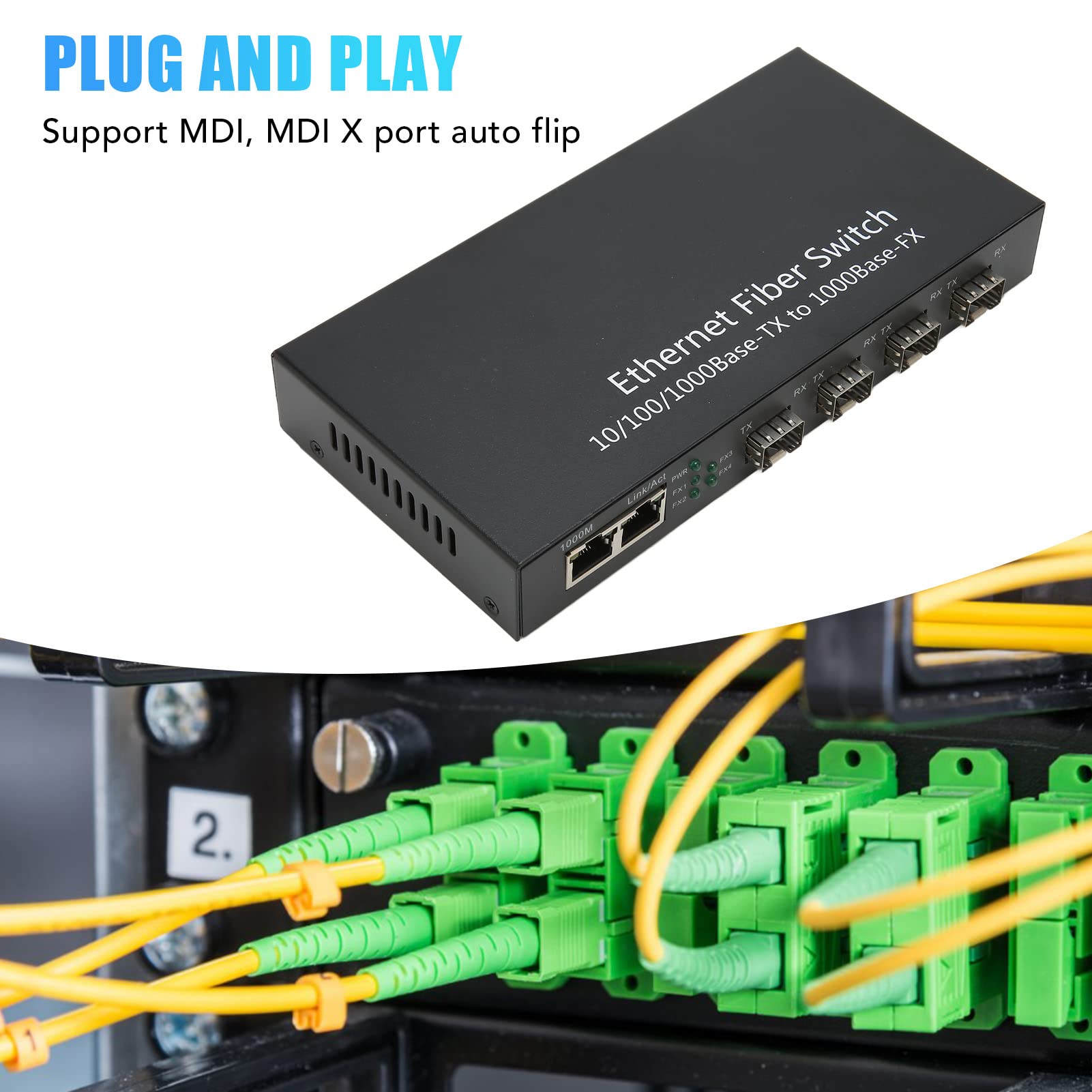 SFP Gigabit Ethernet, Commutateur Fibre Ethernet 4 Ports Optiques 2 Ports électriques, jusqu'à 120 Km, émetteur-récepteur Fibre Ethernet 10 100 1000 M