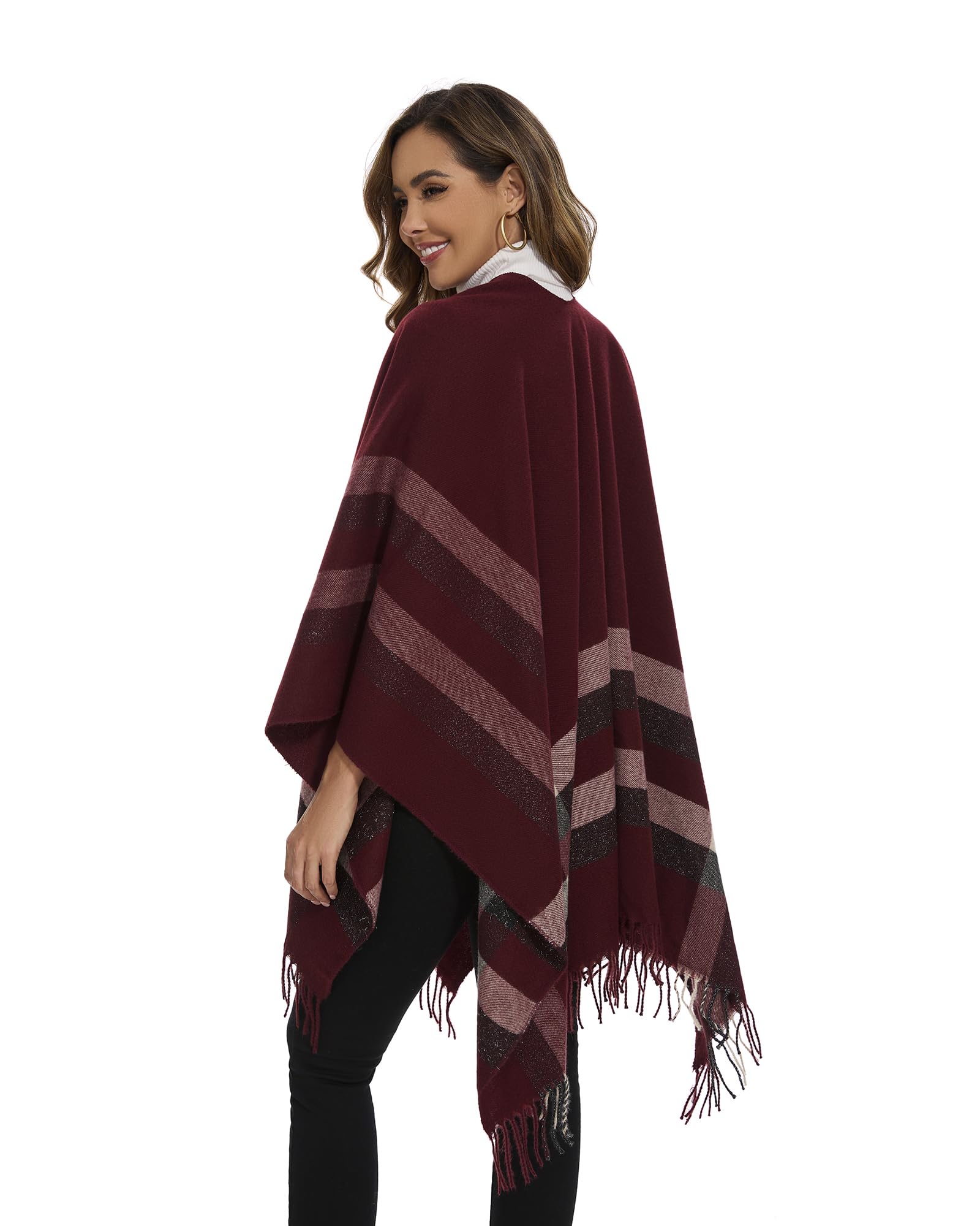 colornival Elegante Mantella da Donna con Fronte Aperto Poncho Morbido, Adatto per Primavera, Autunno e Inverno
