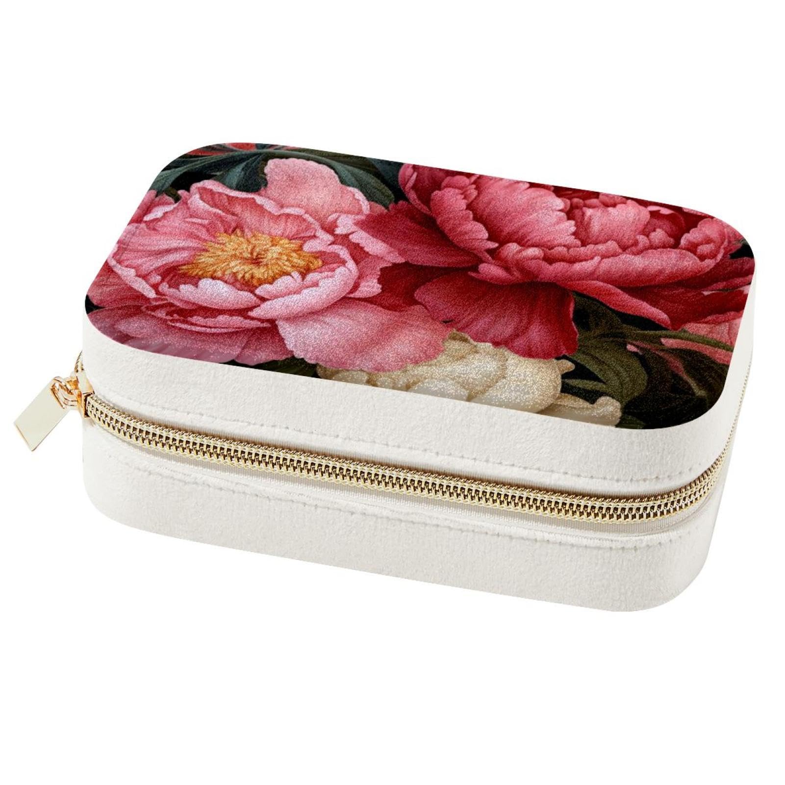 Boîte à bijoux de voyage pivoine : le cadeau idéal et élégant pour femmes et filles