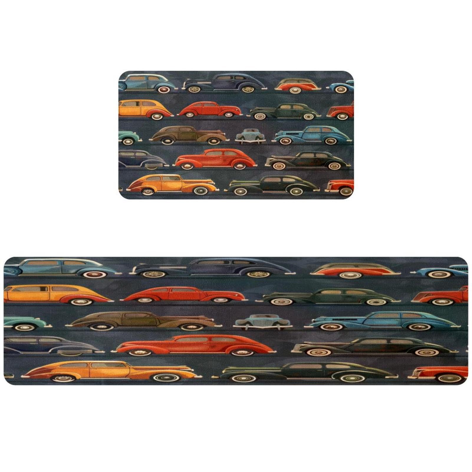 Tapis de cuisine motif voiture vintage lot de 2 lavable et absorbant
