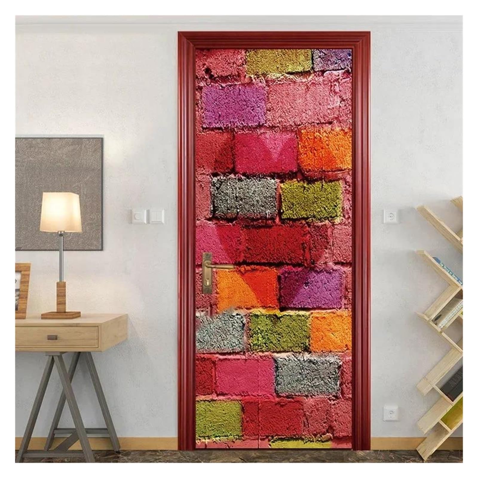 Autocollant de porte effet 3D échelle en PVC imperméable 40x120cm