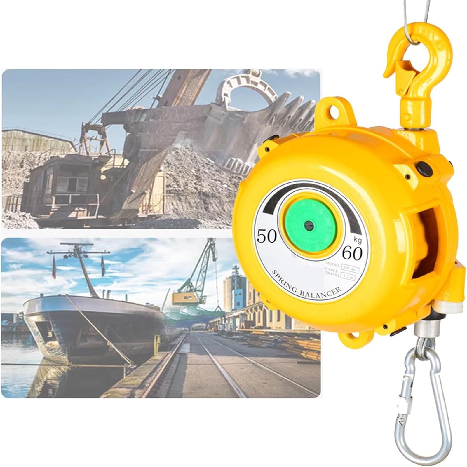 HYQOUKLR Telescopic Spring Balancer, Spring Balancer Aluminum Retractable 1.5m Wire Rope Adjustable Tension 3-200kg(60kg)
