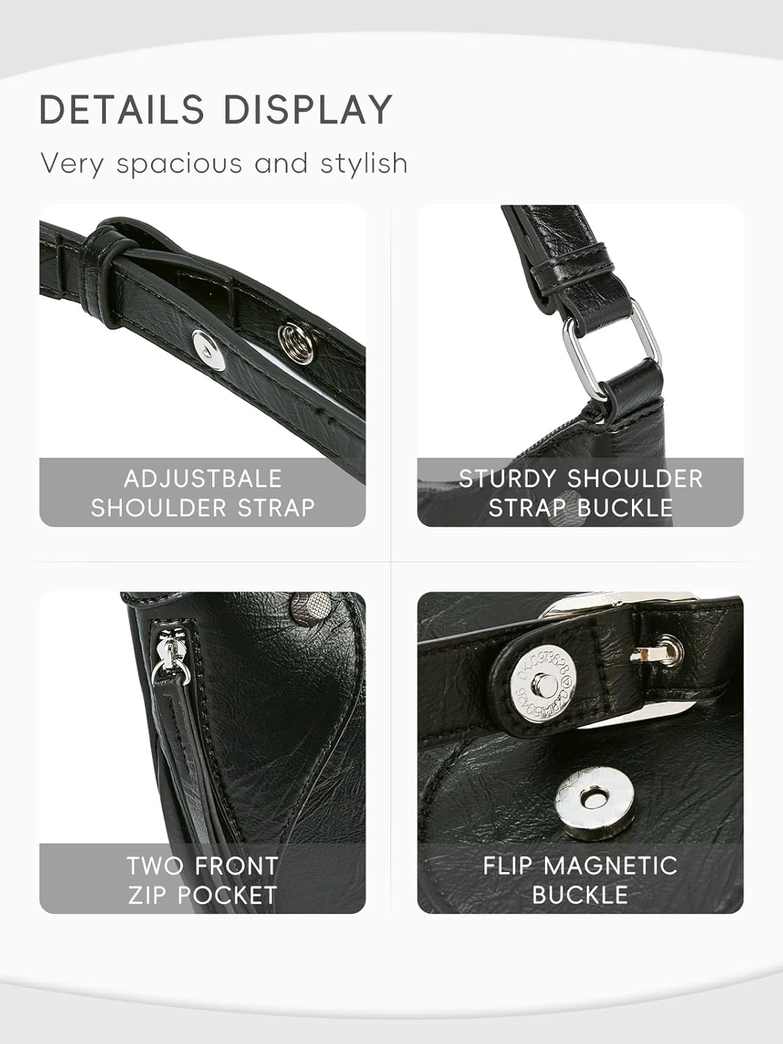 CLUCI Shoulder Bag,Purses for Women Dumpling Small Hobo Bags Vegan Leather Ladies Clutch with Adjustable Strap - Image 5