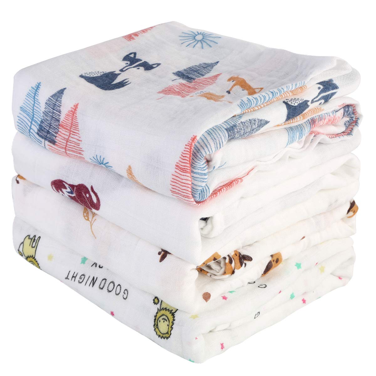 4 pz/Lotto Mussola Bambino Swaddle Coperte Neonato Ricezione Coperte Avvolgere per Ragazzi Ragazze 47 x 47 Pollici (#B)
