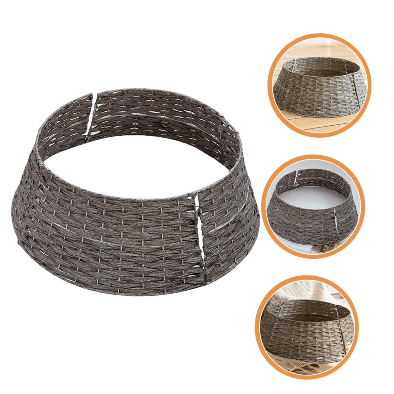 Collare per Albero di Natale Rustico in Rattan Intrecciato Gonna Decorativa per Albero di Natale Piccolo Grigio Decorazioni Natalizie per Interni ed Esterni