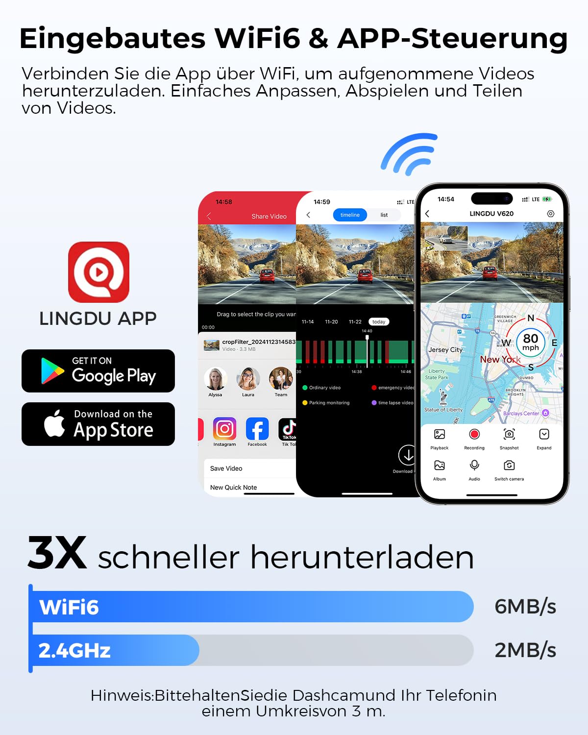 Dashcam Auto Vorne Hinten - 4K + 1080P Auto Kamera externes 2,4" IPS-Bildschirm, Dual Auto Kamera mit 64 GB SD Karte, Sprachausgang, Parküberwachung, verbesserte Nachtsicht, WDR