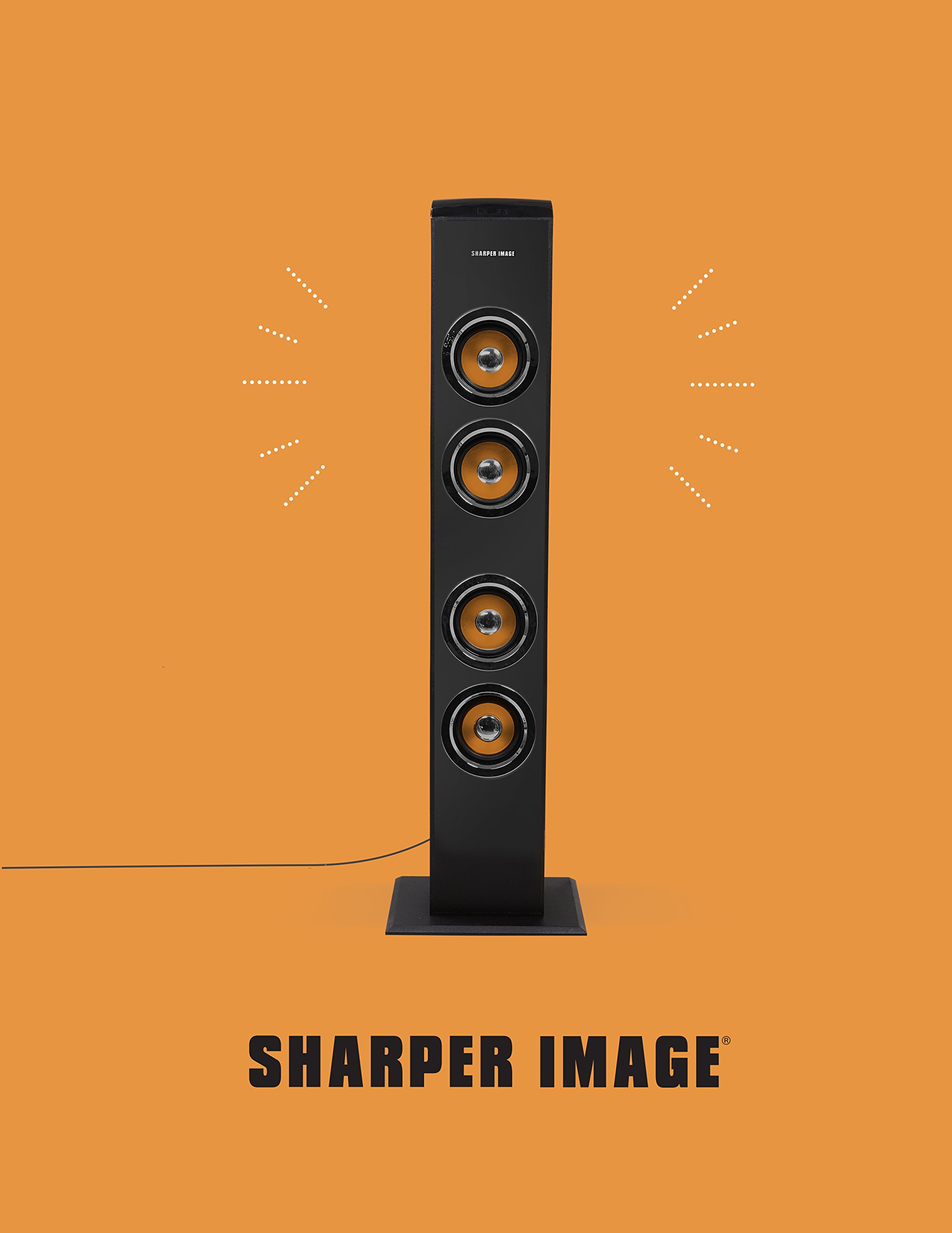 Sharper Image Sbt1001bk Bluetooth Tower Speaker With Lights Fm