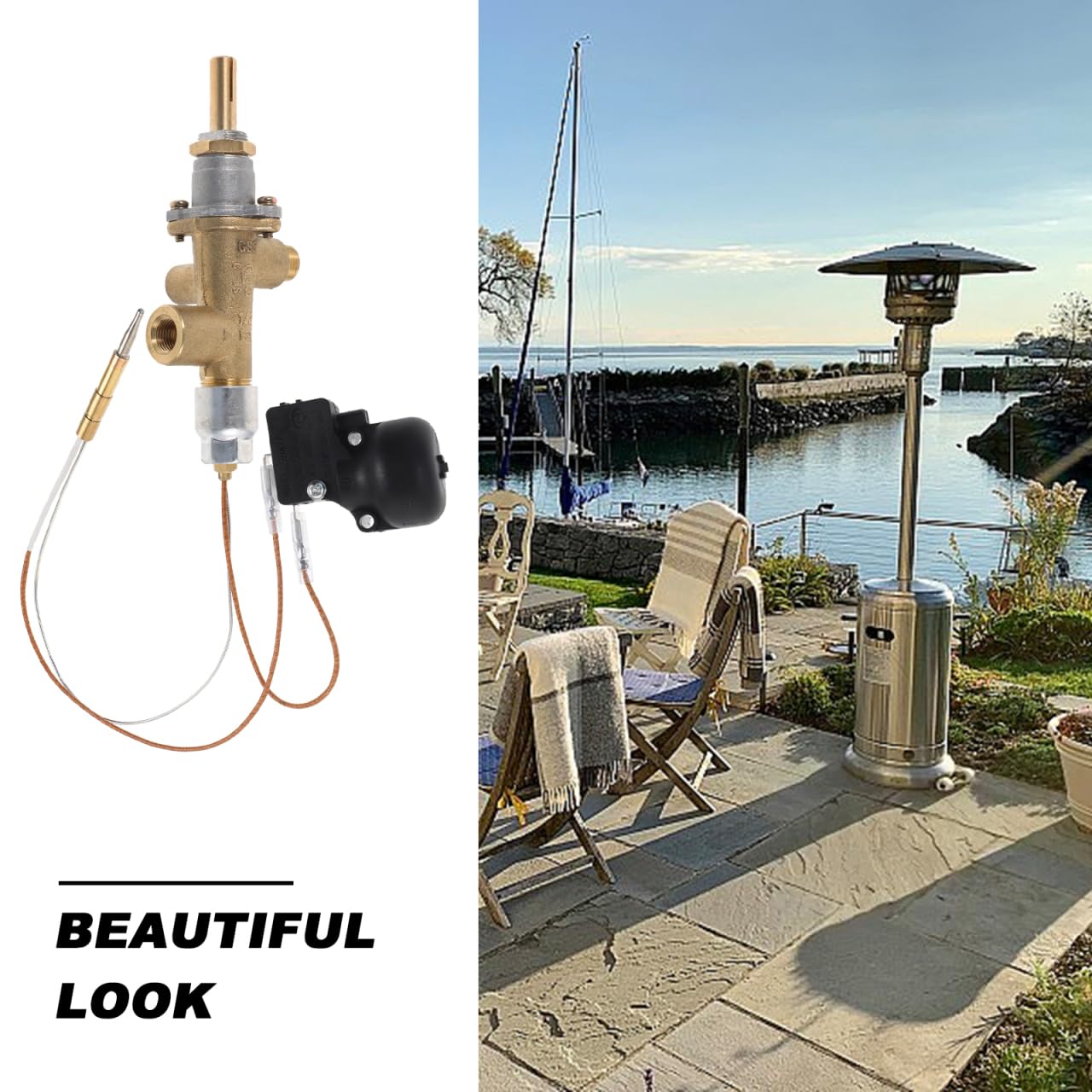 SOIMISS Kit de Remplacement Thermocouple et Sécurité Inclinaison pour Parasol Chauffant Extérieur Accessoire Réparation Gaz avec Compatible Valve