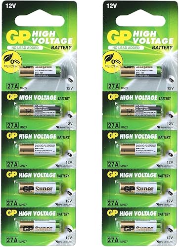 GP Alto Voltaje Batería 27 A MN27 A27 PK5 12 V [Paquete de 10]
