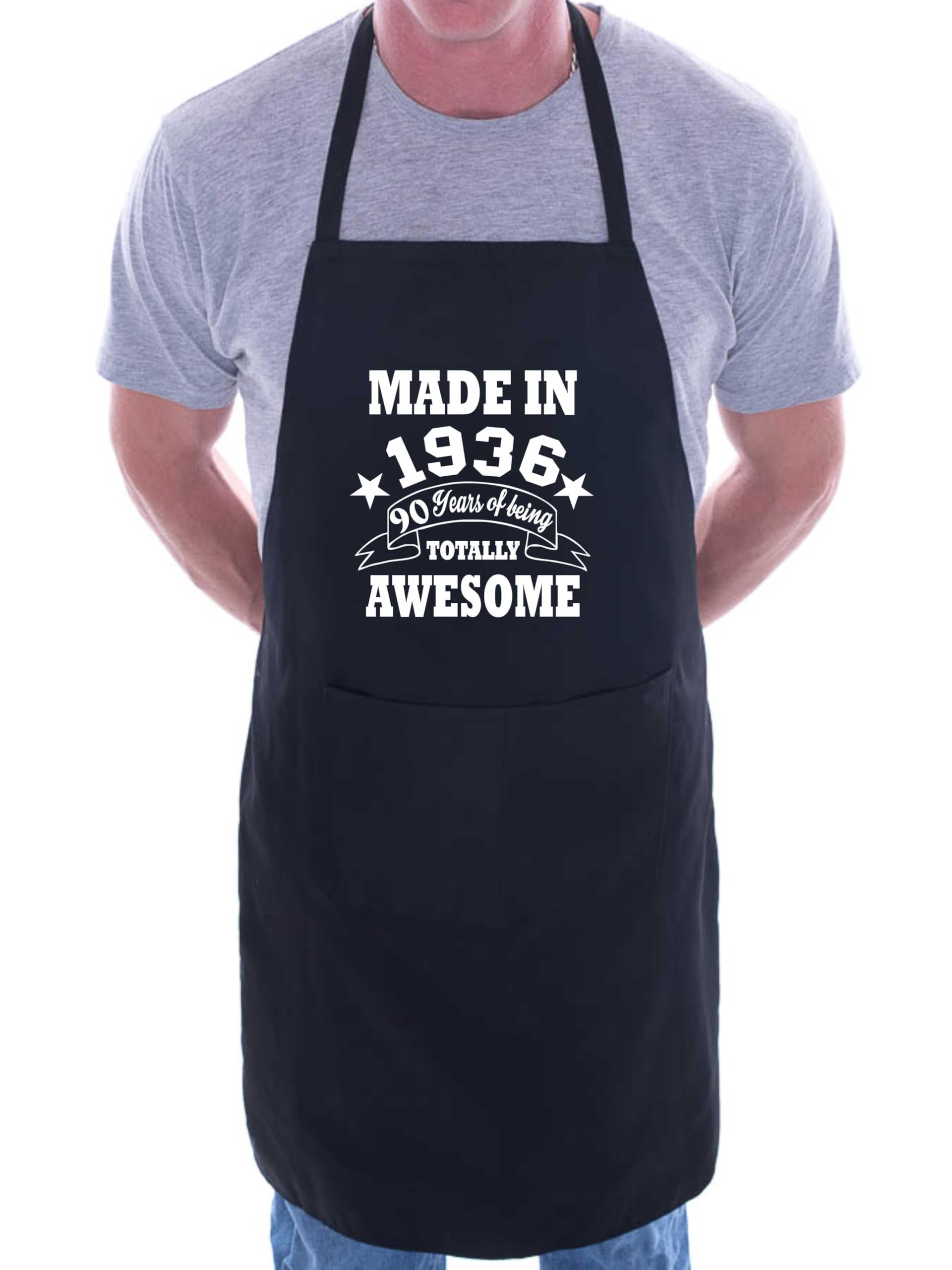 Print4U 90th Birthday Made In 1936 BBQ Cooking Funny Novelty Apron Black
