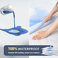 Vista 3 de Paquete de 2 protectores de colchón impermeables de tamaño completo, funda de colchón refrescante de tamaño completo para cama, funda protectora
