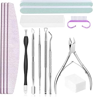 Conjuntos de limas de unhas profissionais, lima de unhas e bloco polidor de unhas, empurrador de cutículas polidor de unhas, kit para limpar unhas e remover cutículas, para salão e uso doméstico