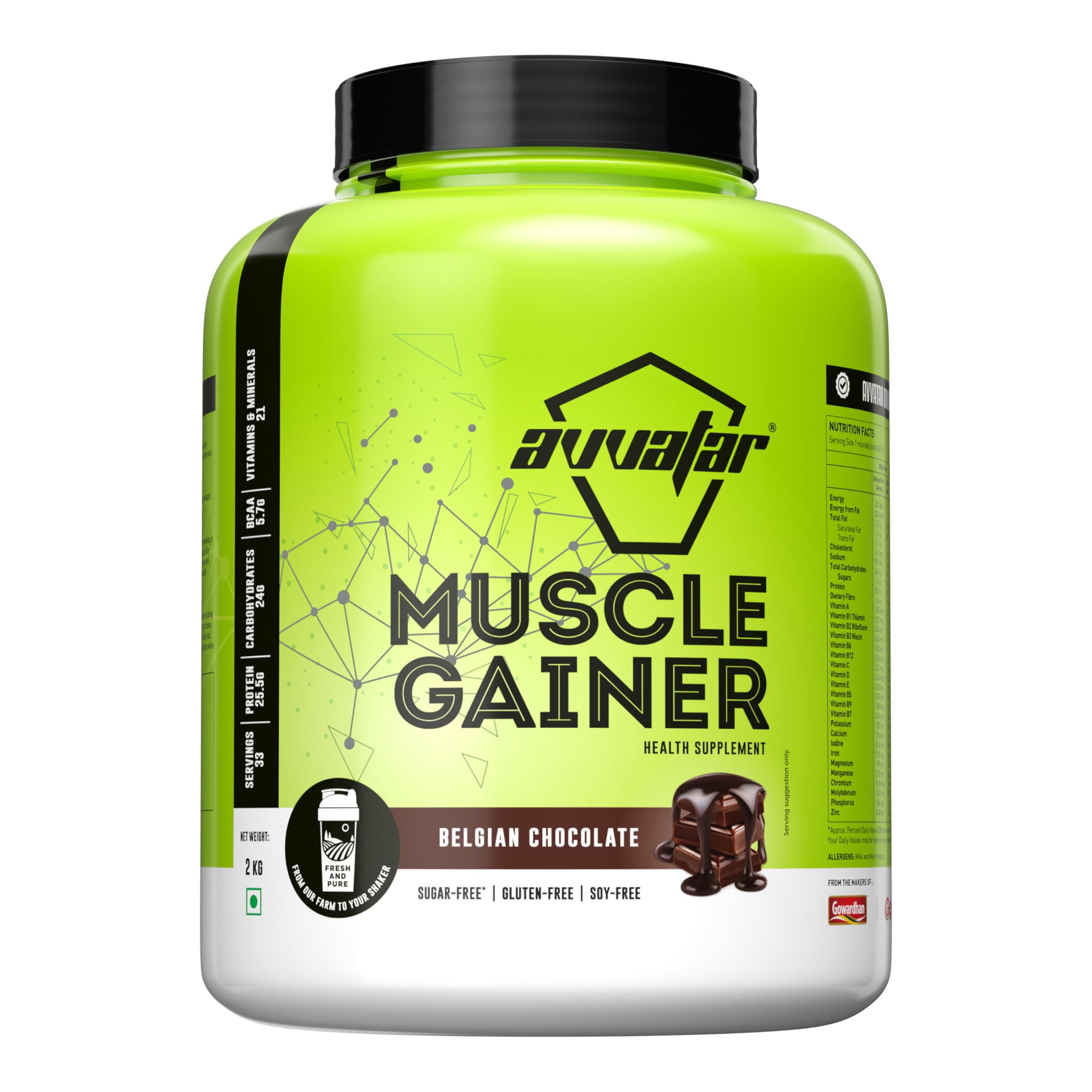 avvatar MUSCLE GAINER | 2Kg | Belgain Chocolate Flavour | 24g Protein | 33 Servings (B09MCVFH11) Amazon Price History, Amazon Price Tracker