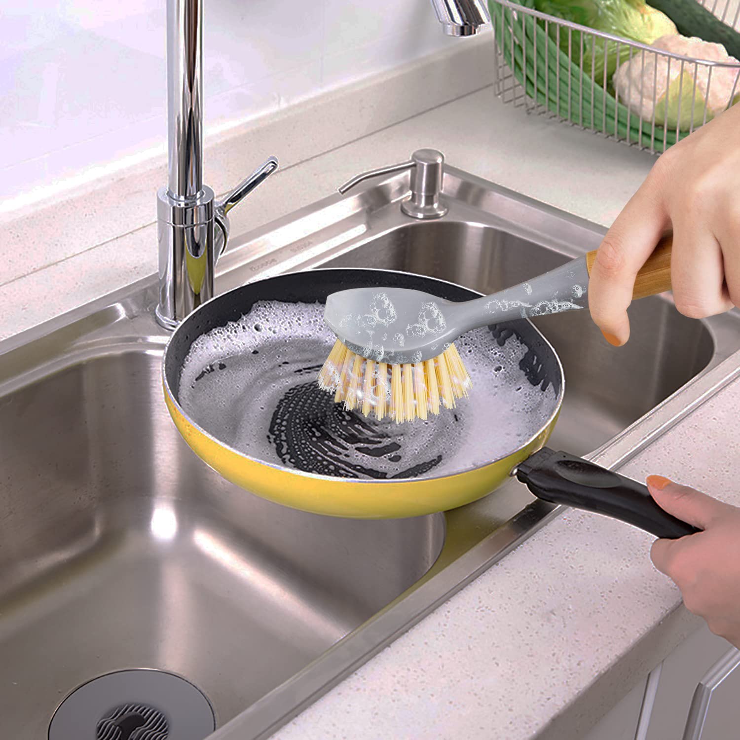 2 Spazzole Naturali In Bambù Per Piatti E Pentole - Eco Friendly Per Cucina E Casa - Foto 9