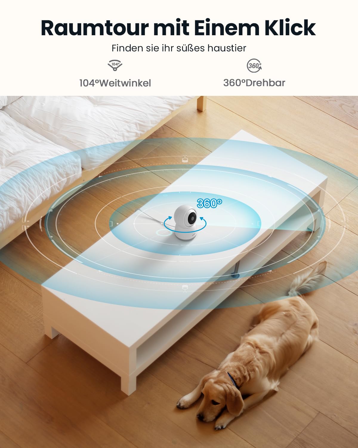 ieGeek 2K Überwachungskamera Innen,2.4G/5GHz WLAN Kamera,Babyphone mit Kamera,15M Nachtsicht,Bewegungserkennung,Auto Tracking,One Touch Patrol,2-Wege-Audio(Weiße2)
