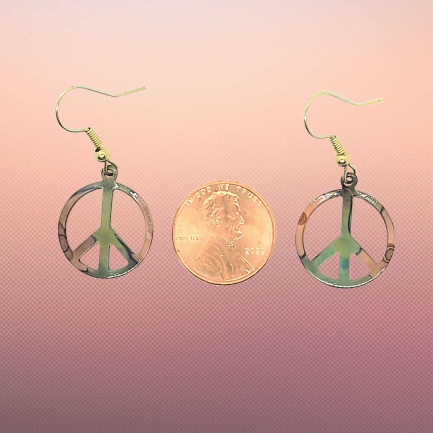 Flame Painted Copper Peace Earrings