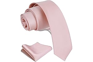 2.4" Slim Blush Pink Tie and Handkerchief Set For Men