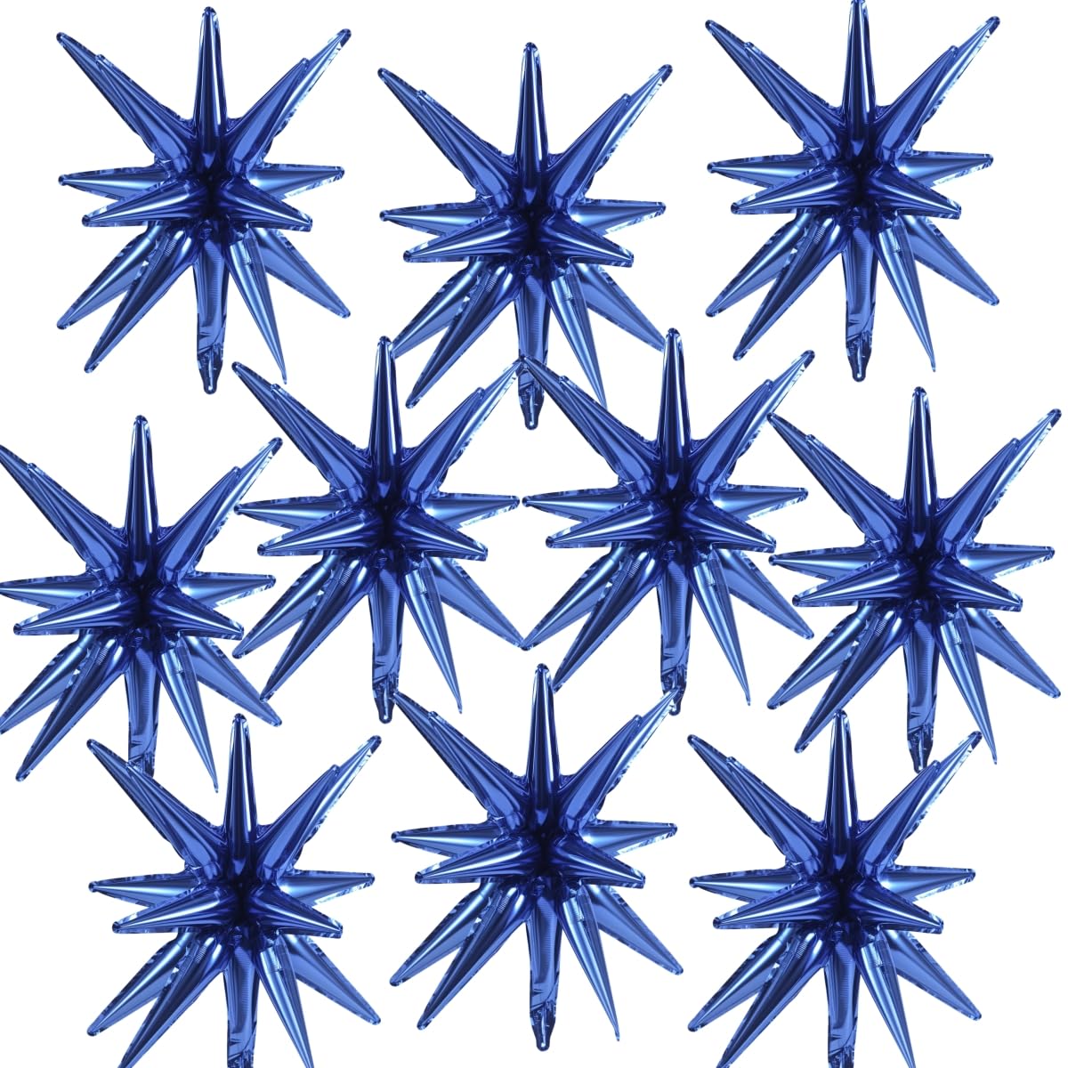 10 Pcs Star Explosion Starburst Balloons One-Piece Foil Cone Balloons for Birthday Wedding Anniversary Party Backdrop Decoration (Navy Blue, 22 Inch)