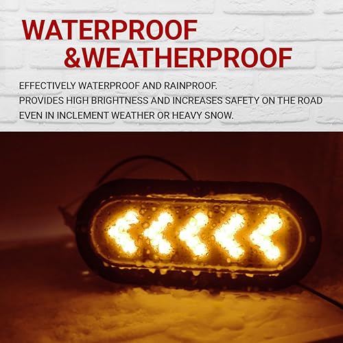 Miniatura 5 de TMH Paquete de 2 luces indicadoras traseras de señal de giro ovaladas de 6 pulgadas, 25 luces LED selladas, adecuadas para camión, remolque, camión,