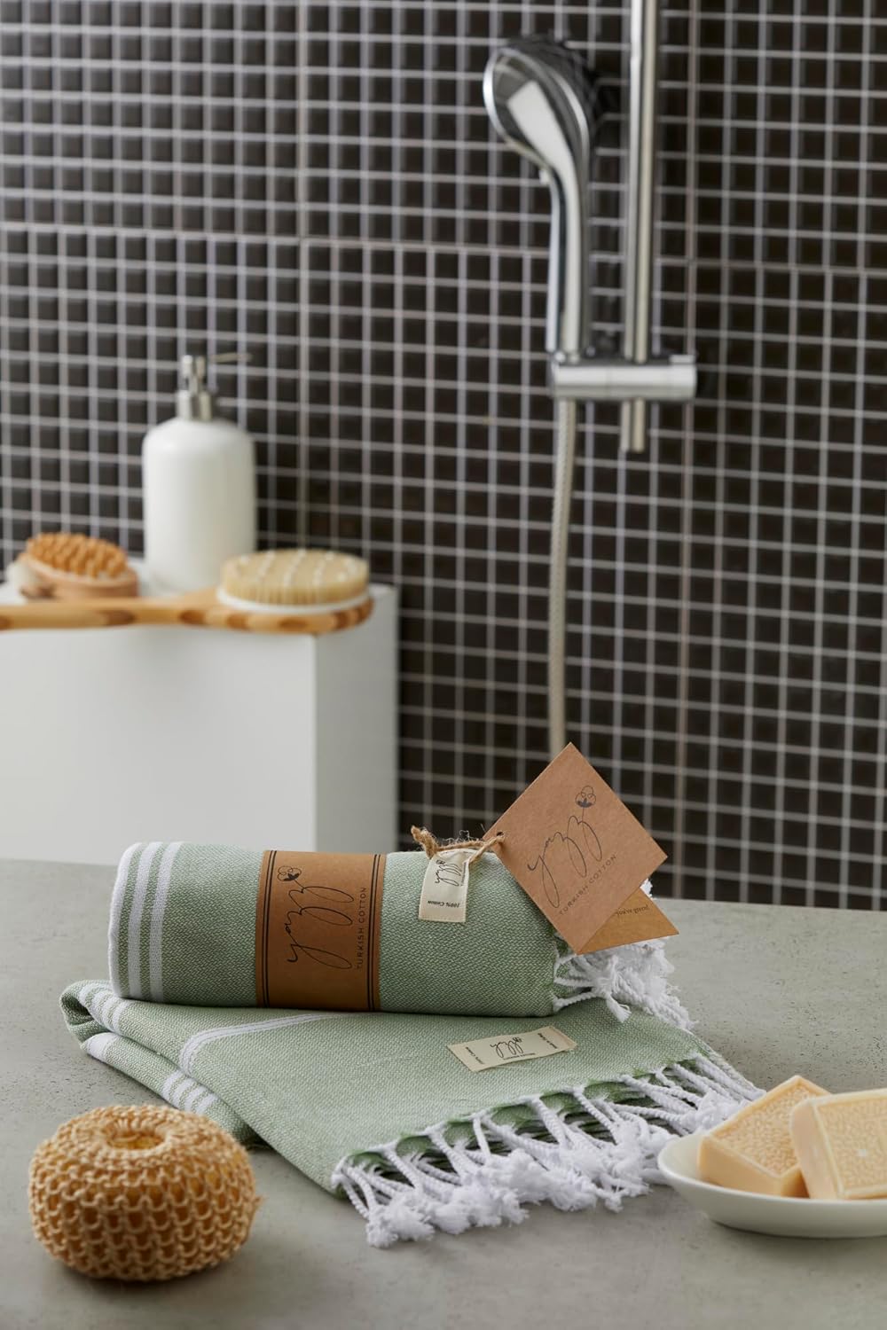 Hand Towels - Set of 2, 18" x 30" inches, Thin Light Compact Travel Towels, Cotton Turkish Hand Towels for Bathroom, Kitchen, Gym Towels (Apple Green) - Image 8