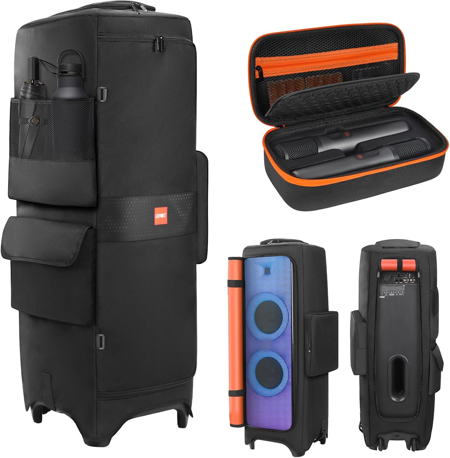 Speaker Case Cover Compatible with JBL PartyBox 1000 + Wireless Microphone Case Compatible with JBL PartyBox Wireless Mic - 2X Digital Wireless Mic for Outdoor Travel