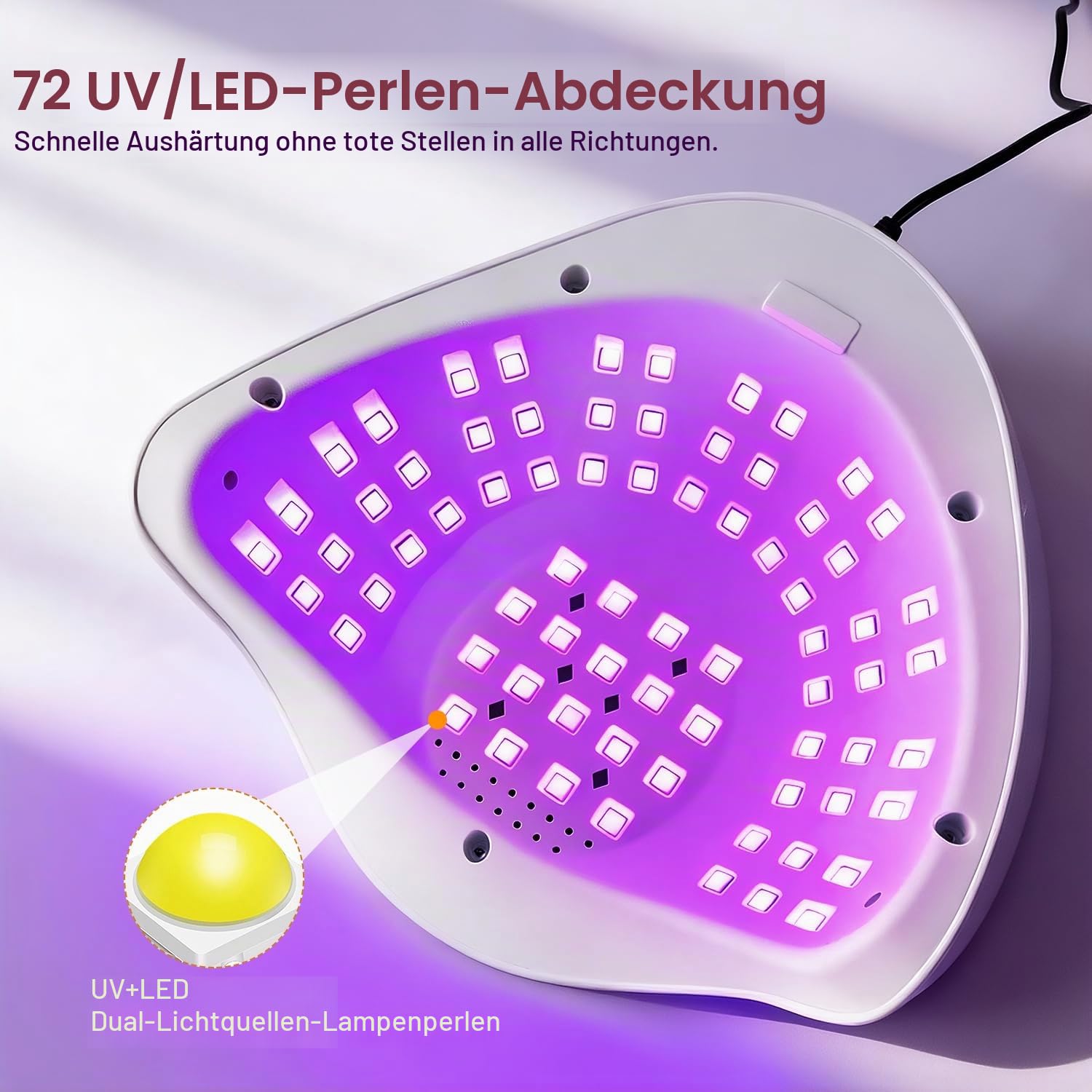 JODSONE 320W UV Lampe für Gelnägel mit Auto-Sensor, 72 LEDs & 4 Timern – Professioneller Nageltrockner für Finger-/Zehennagel, passend für alle Gel Nagellack, Gelnägel & Shellac