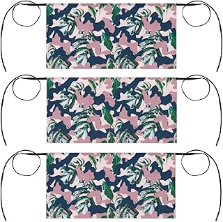 Camouflage Tropical Leaves Short Waist Waitress Aprons with 3 Pockets Military Camo Half Aprons for Crafts, Restaurant, Shop Work, Art Smock, Cafe, Barista, Garden, Chef Work Aprons 3 PCS