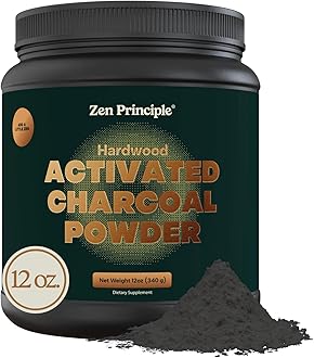 Zen Principle Activated Charcoal Powder only from USA Hardwood Trees. All Natural. Whitens Teeth, Rejuvenates Skin and Hair, Supports Better Digestion. Free Scoop Included. 12 oz.