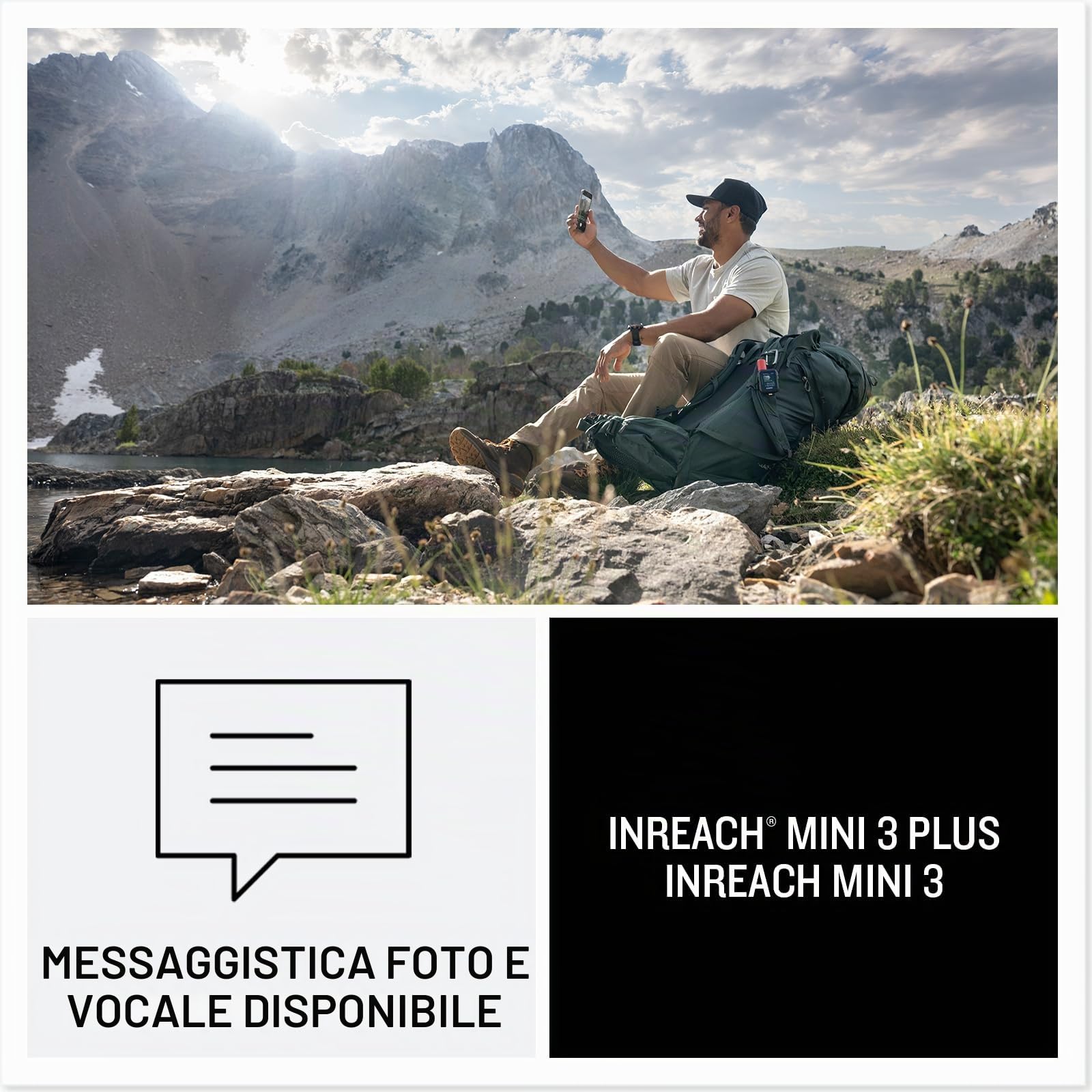 Garmin InReach Mini 3 Plus, Comunicatore Satellitare, Copertura Iridium, Invia e ricevi messaggi, Lancia SOS, LiveTrack, TracBack, Autonomia fino a 350 ore