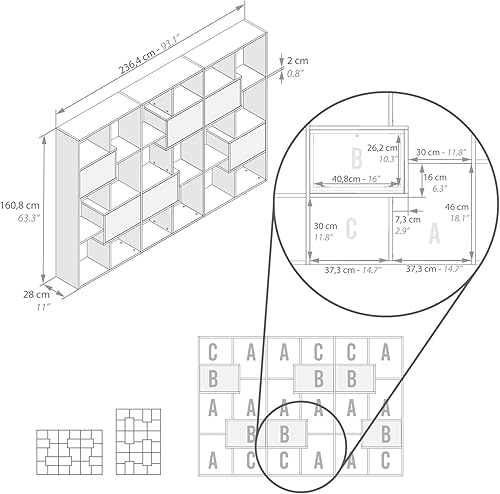 Miniatura 35 de Mobili Fiver, Estantería Iacopo XS (63.31 x 31.5 pulgadas), roble rústico, fabricada en Italia Roble rústico,Ashwood Negro,Ashwood Blanco,Efecto