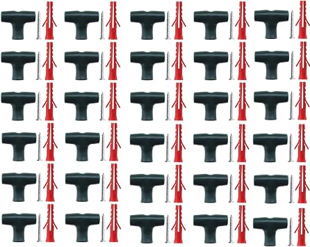30pcs Chicken Wire T-Clip Kit, Garden Fencing Panels T Clips with Screw Anchor, Bird Netting Mounting Clips for Garden Wall Mesh Fencing Panel Supporting