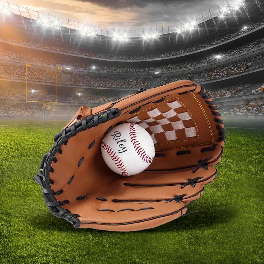 Set di guanti da baseball e palla personalizzati, set di palline da baseball con nome personalizzato, guanto da baseball e palla per adolescenti e adulti, facile da catturare, gioco da giardino