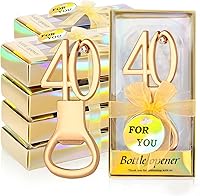 Vista 13 de 24 abrebotellas doradas con 65 abrebotellas para fiestas de cumpleaños 65, decoraciones de diamantes de imitación para bodas, aniversarios, regalos