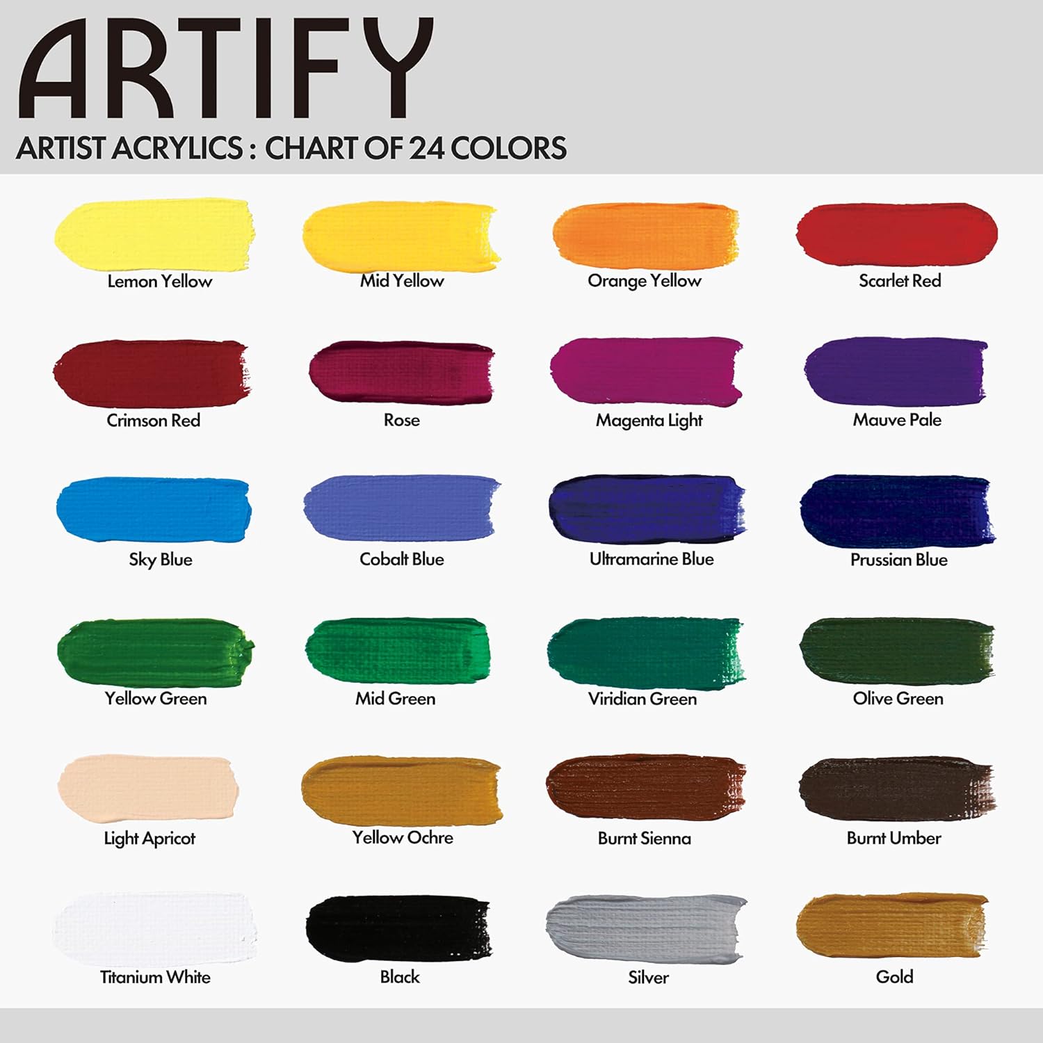 ARTIFY Acrylic Paint, Set Of 24 Color (1.29 oz, 38ml) with a storage box, Rich Pigments, Non Fading, Non Toxic Paints for Artist, Hobby Painters & Kids, Art Supplies for Canvas Painting